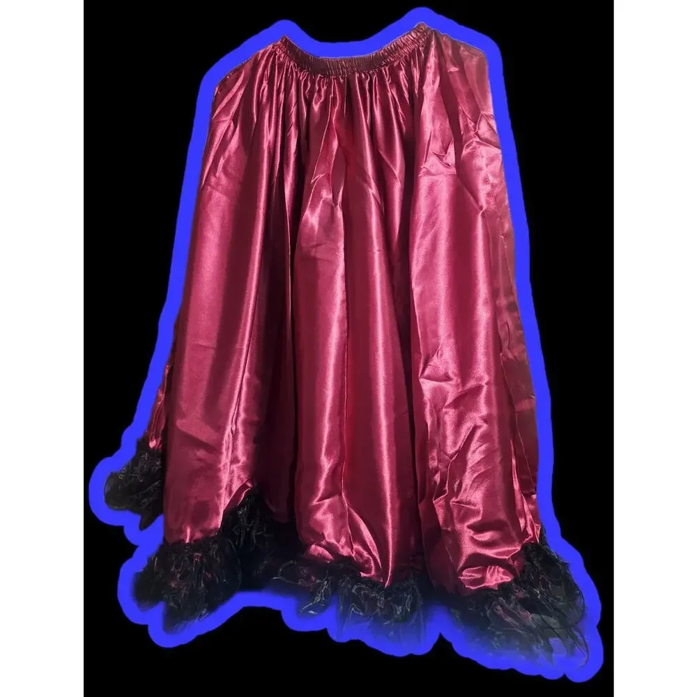 Girls Flamenco Skirt Mexican Dance Wine Black Lace Size 8-12 NIP